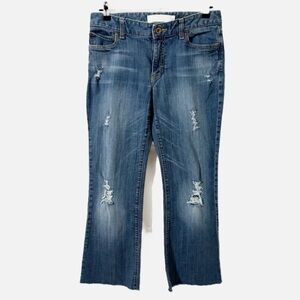 GAP Curvy Flare Ankle Distressed Denim Jeans Medium Wash Raw Hem Belt Loops 💙👖